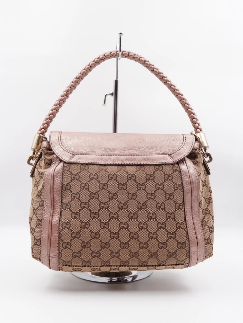 CH28 ❤️ GUCCI Monogram Bella Flap Bag Bamboo - Picture 2 of 16